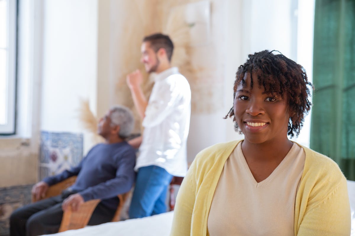 Multi-generational diverse family smiling together